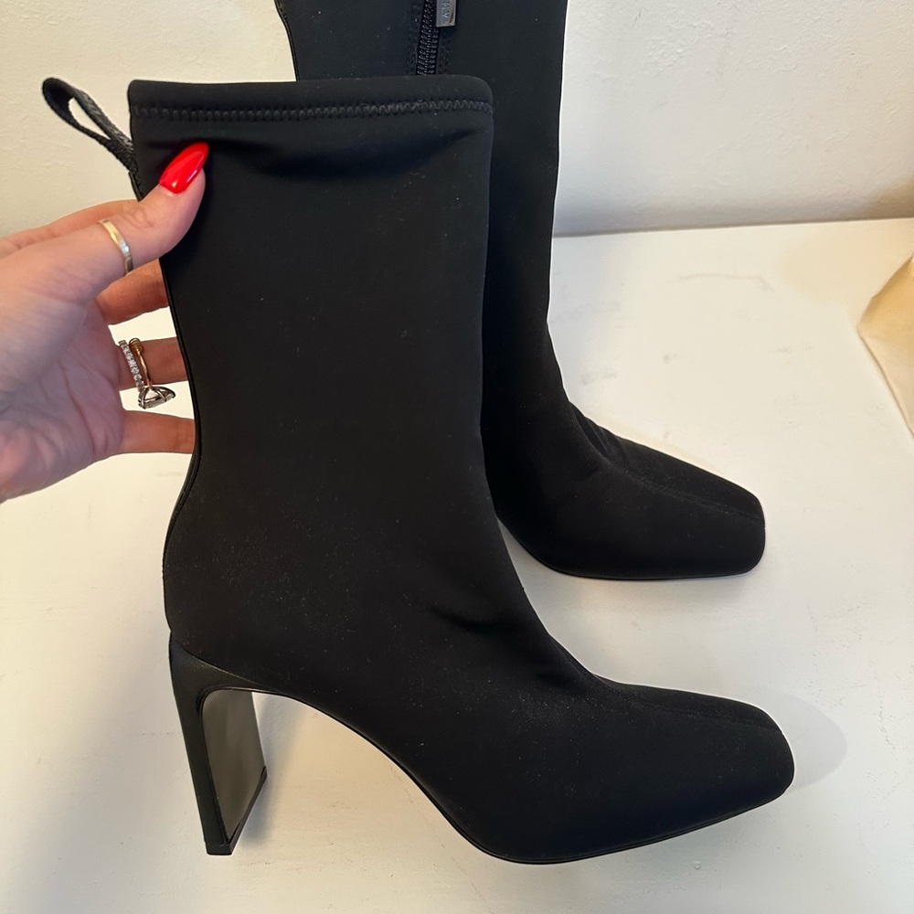 DKNY Black Square Toe Sock Bootie